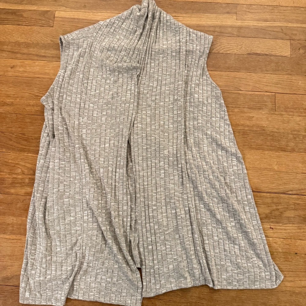Stitch Würks gray sleeveless lightweight open front cardigan tunic size L
 b59